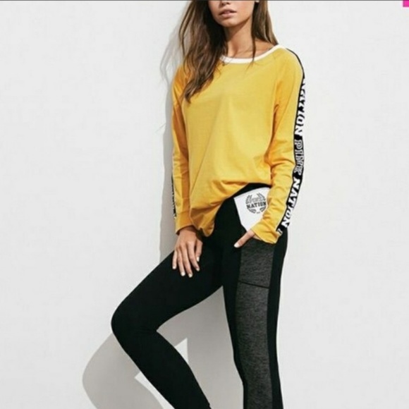 NWT VS Pink Long Sleeve Logo Campus tee M - Picture 2 of 5